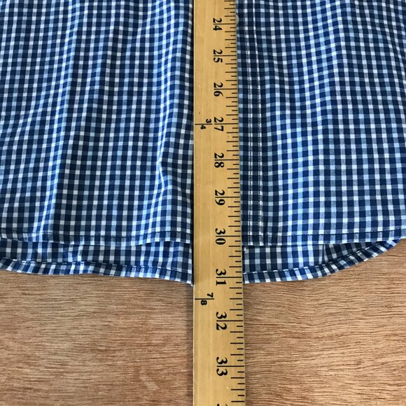 Chaps Easy Care Shirt Men XL Blue Plaid Button Down Pocket Crest Short Sleeve - Picture 6 of 14